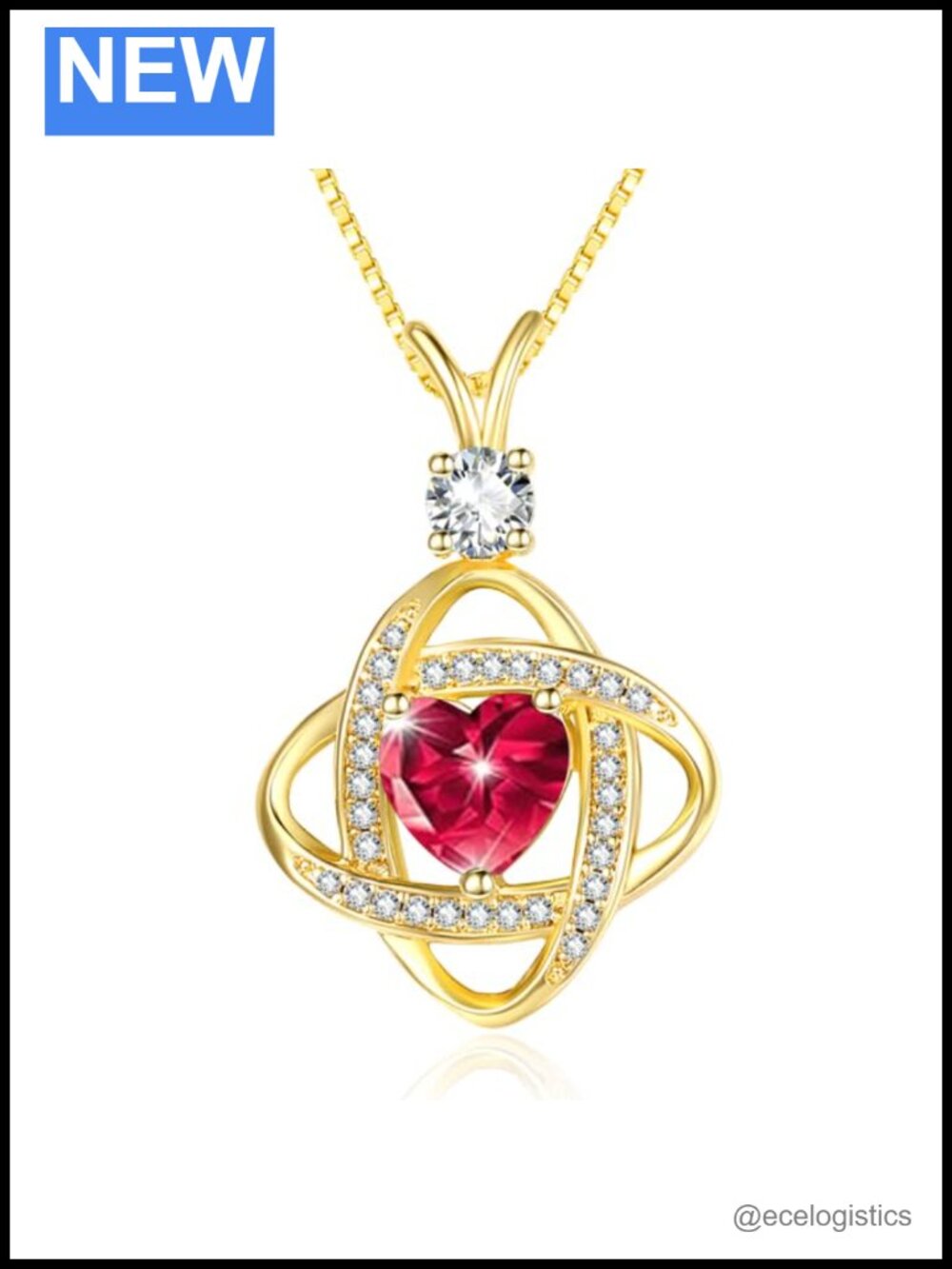 Heart Infinity Birthstone Pendant Necklace Gold Plated Dainty